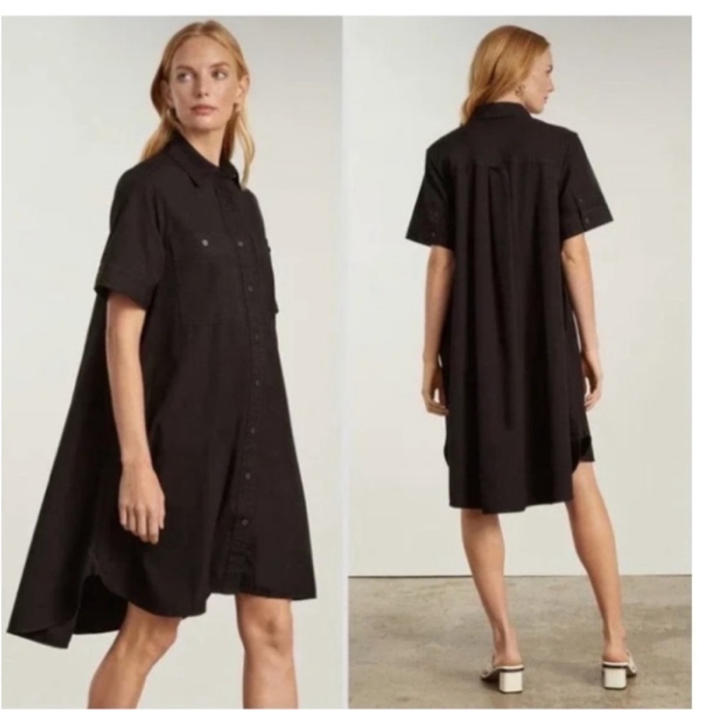 Everlane Daytripper Cotton Button Down Shirt‎ Dress Black Womens XS